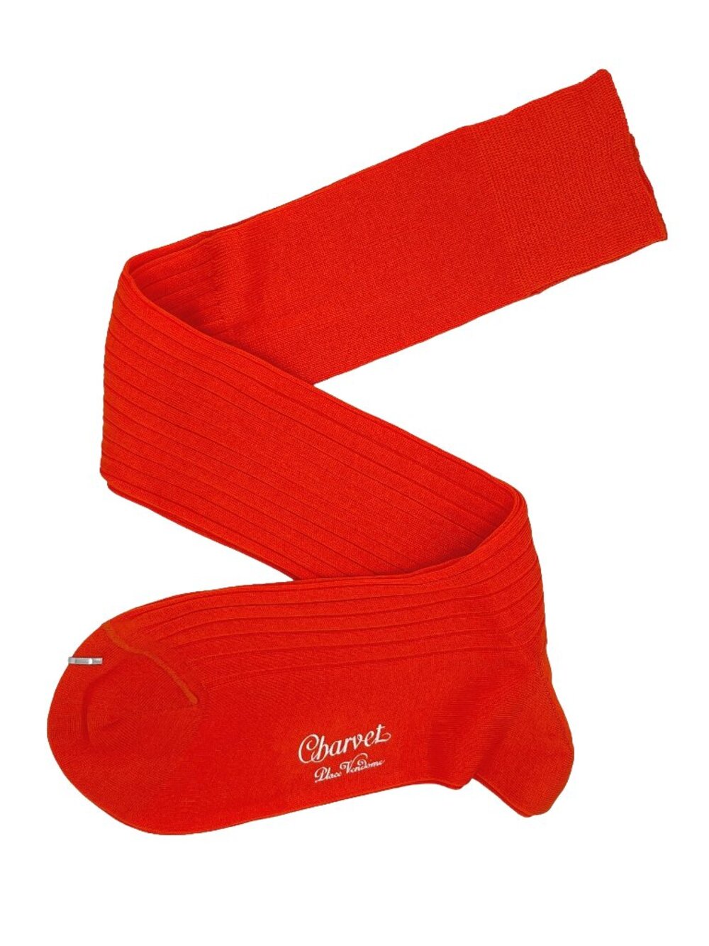 CHARVET MENS ORANGE RIBBED KNEE HIGH TROUSER DRESS SOCKS SIZE 11 1/2